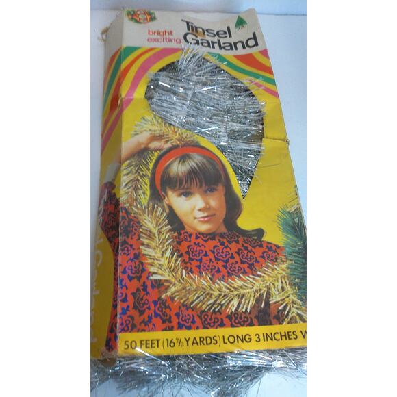 Vintage 1968 Doubl Glo Silver Tinsel Garland - Picture 2 of 5